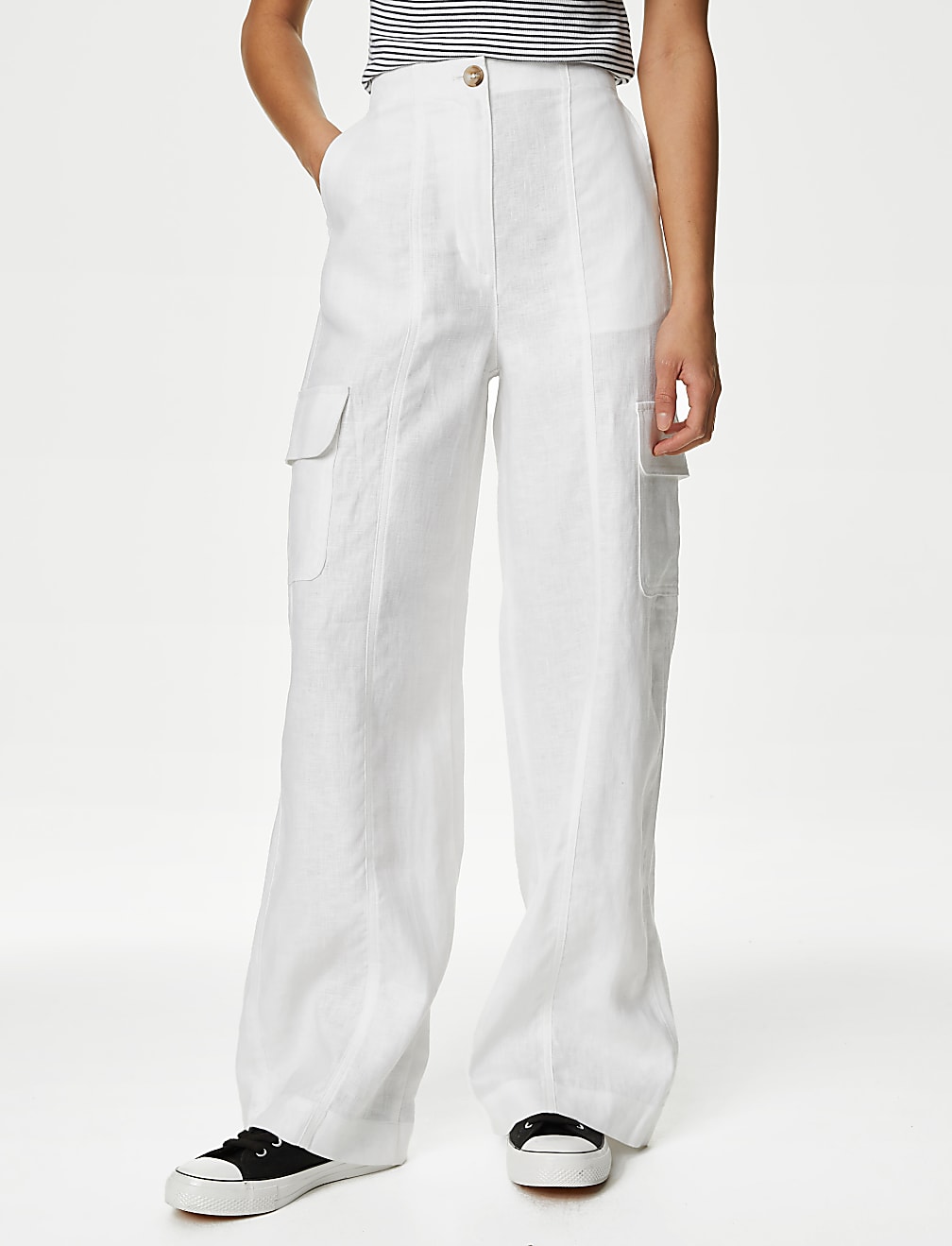 Pure Linen Cargo Trousers