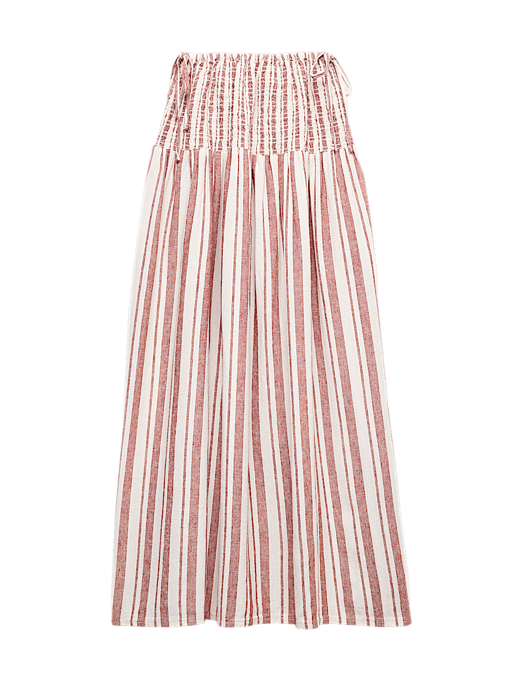 Linen Rich Shirred Tie Detail Maxi Skirt