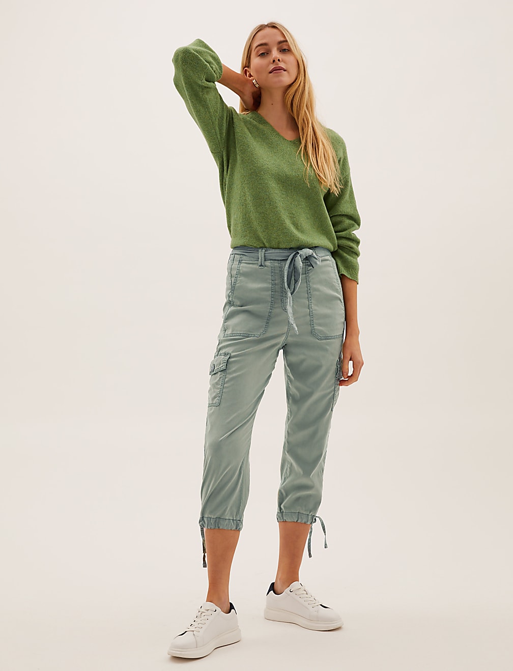 Tencel&trade; Rich Cargo Tapered Cropped Trousers