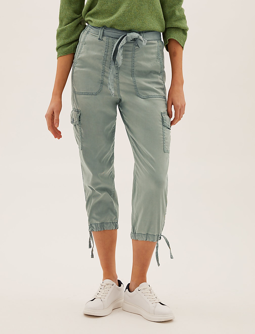 Tencel&trade; Rich Cargo Tapered Cropped Trousers