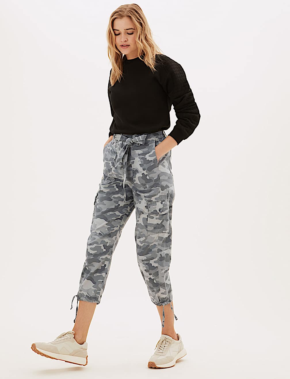 Tencel&trade; Rich Cargo Tapered Cropped Trousers