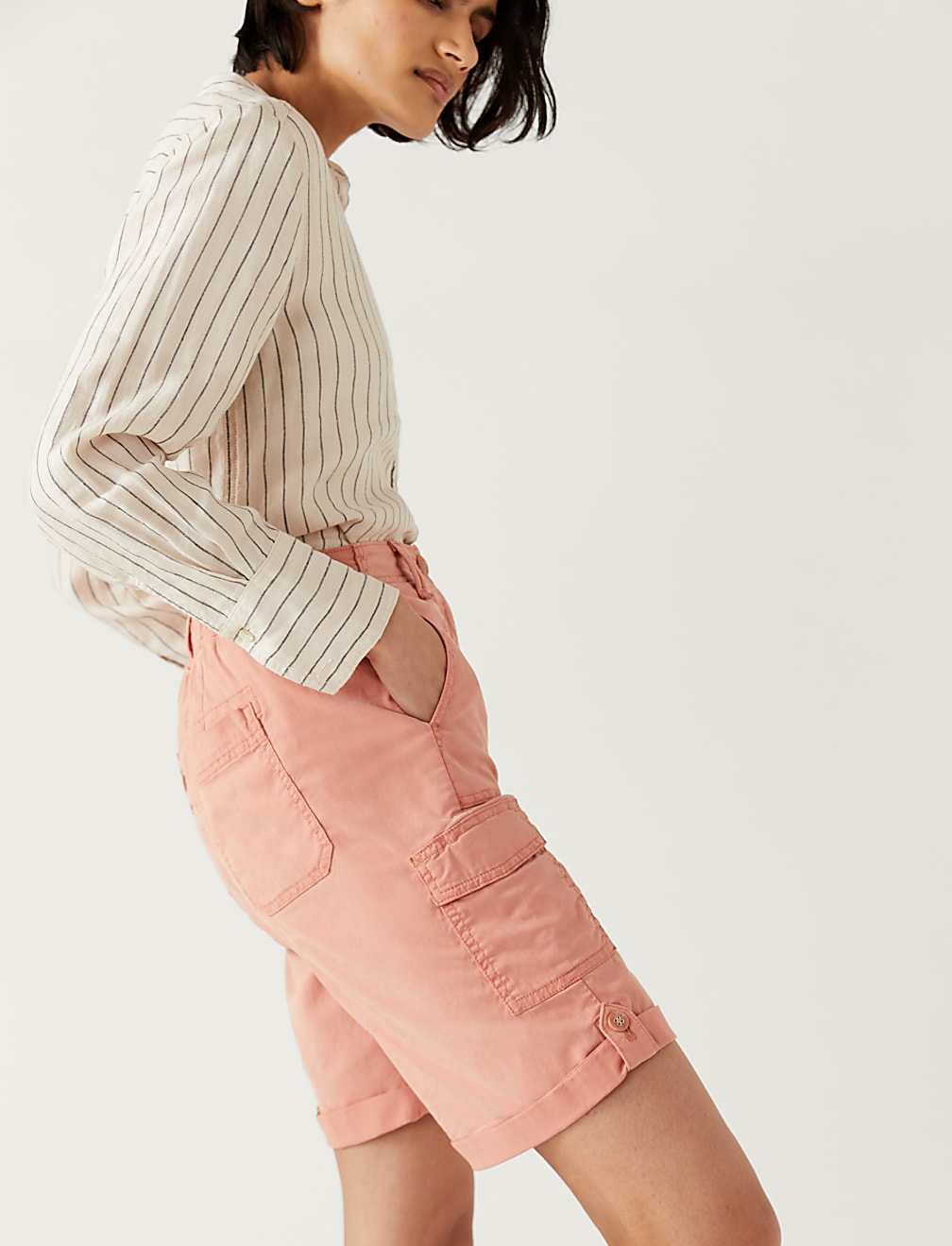 Lyocell Rich Cargo Tea Dyed Shorts