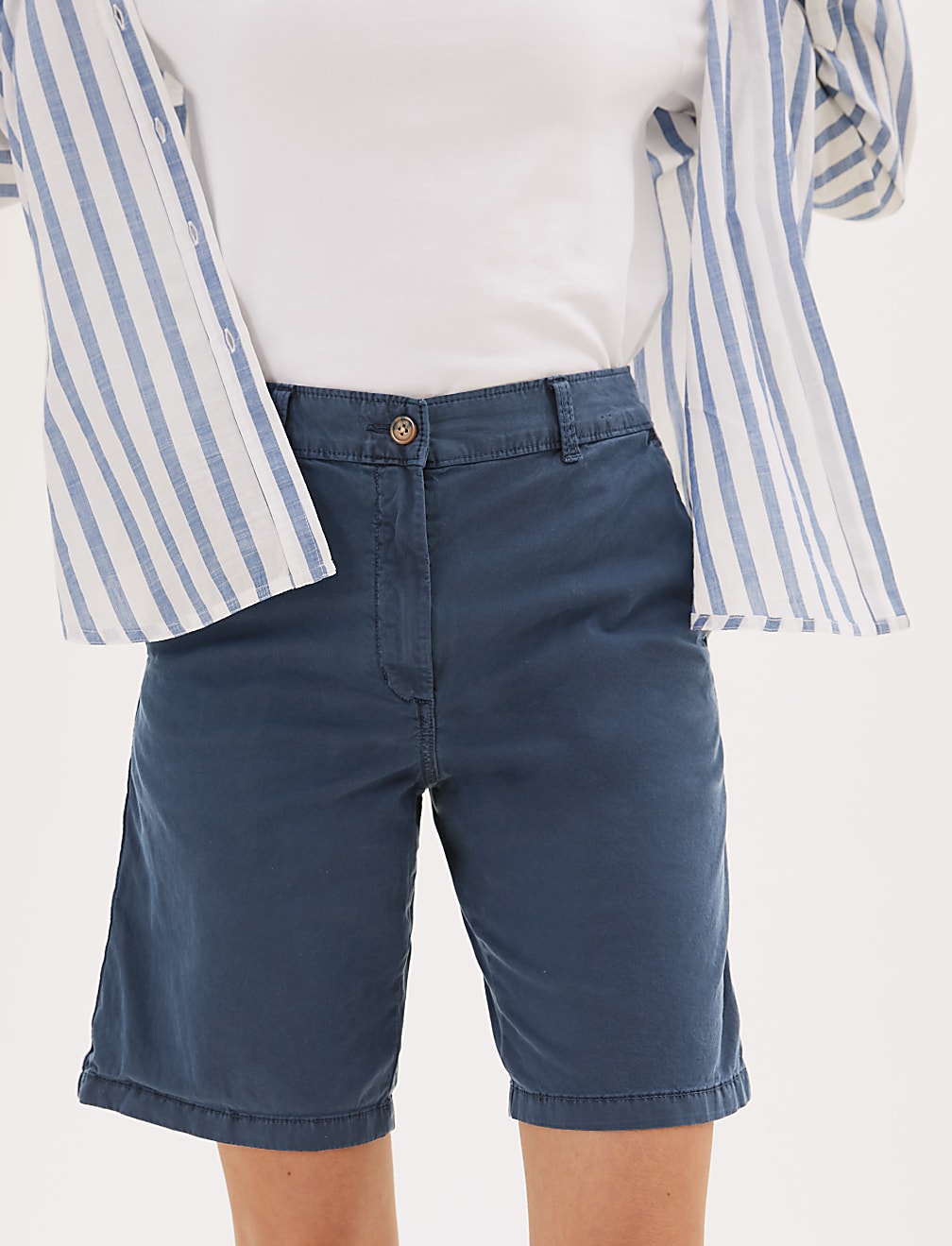 Cotton Rich High Waisted Chino Shorts