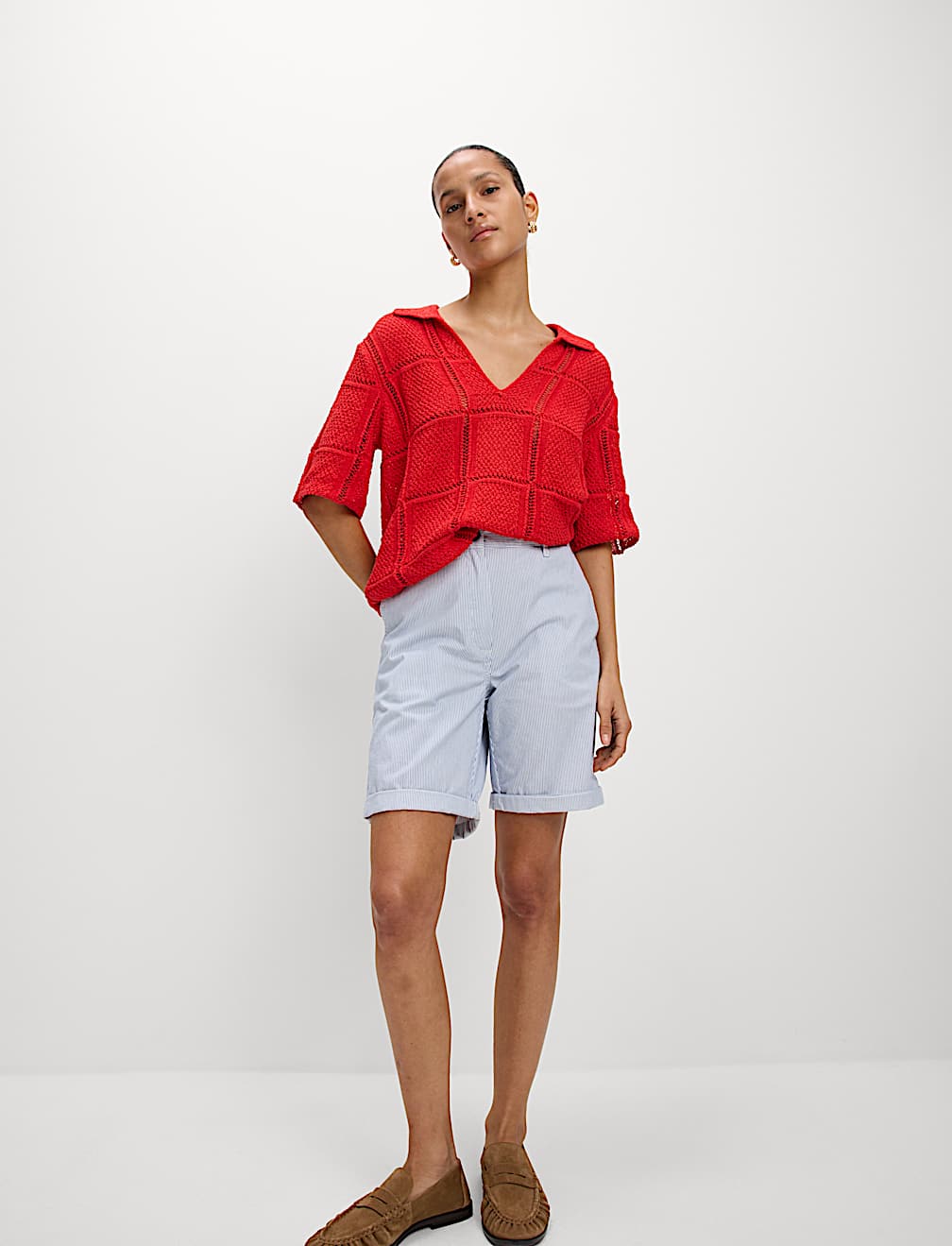 Cotton Rich Striped Chino Shorts