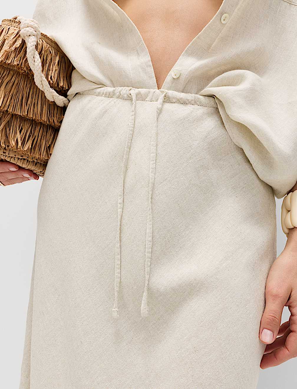 Linen Rich Maxi A-Line Skirt