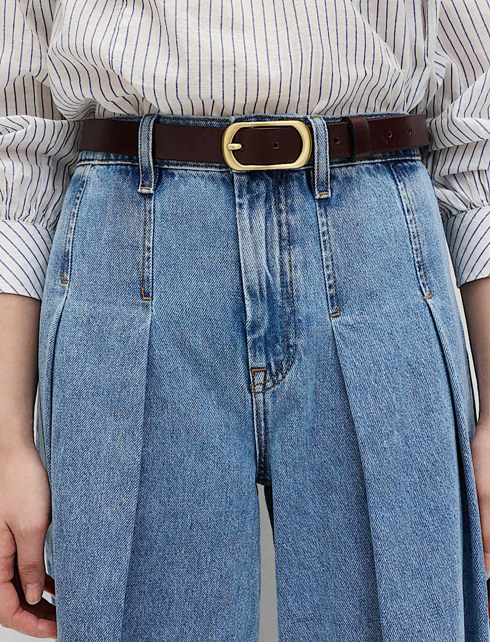 High Waisted Pleated Palazzo Jeans