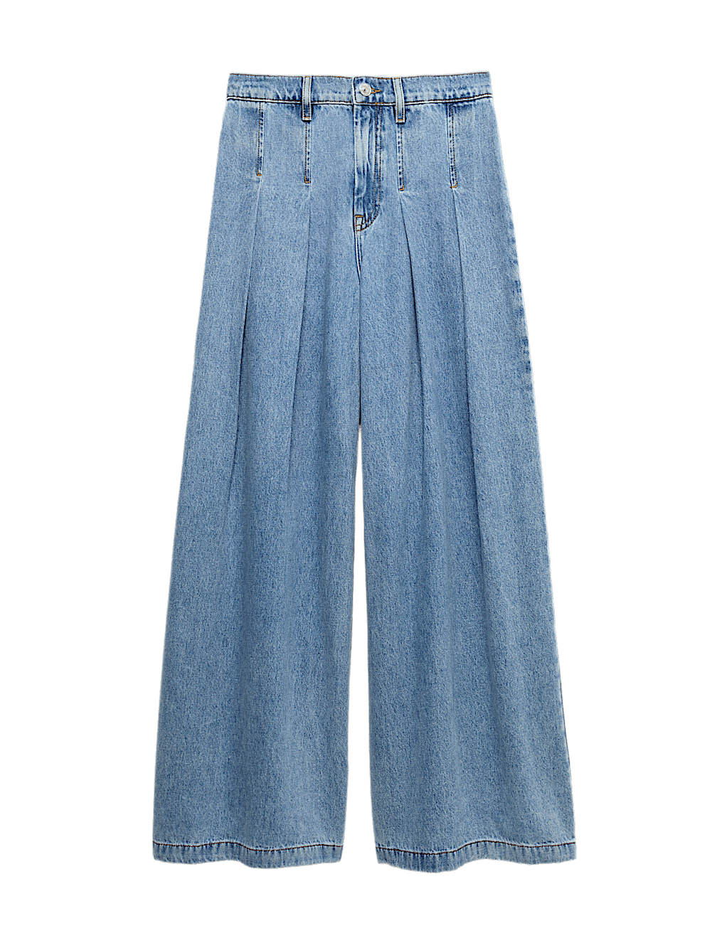 High Waisted Pleated Palazzo Jeans