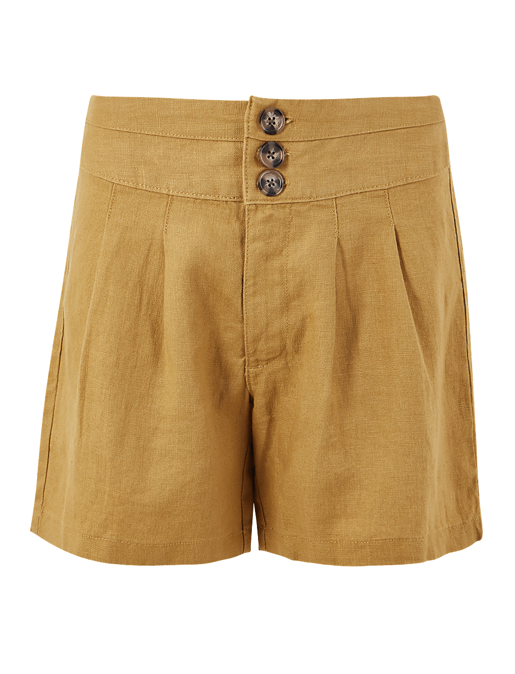 Pleated Front Pure Linen Shorts