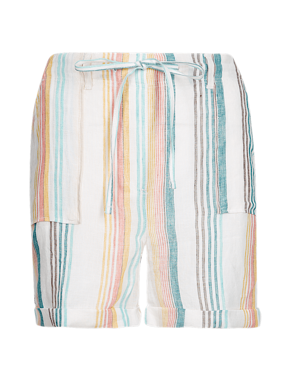 Pure Linen Striped Casual Shorts