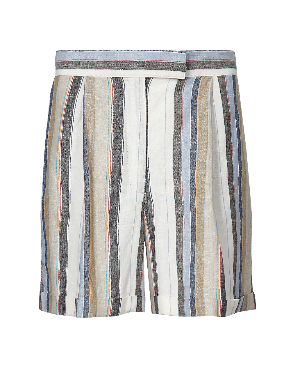 Pure Linen Striped Shorts