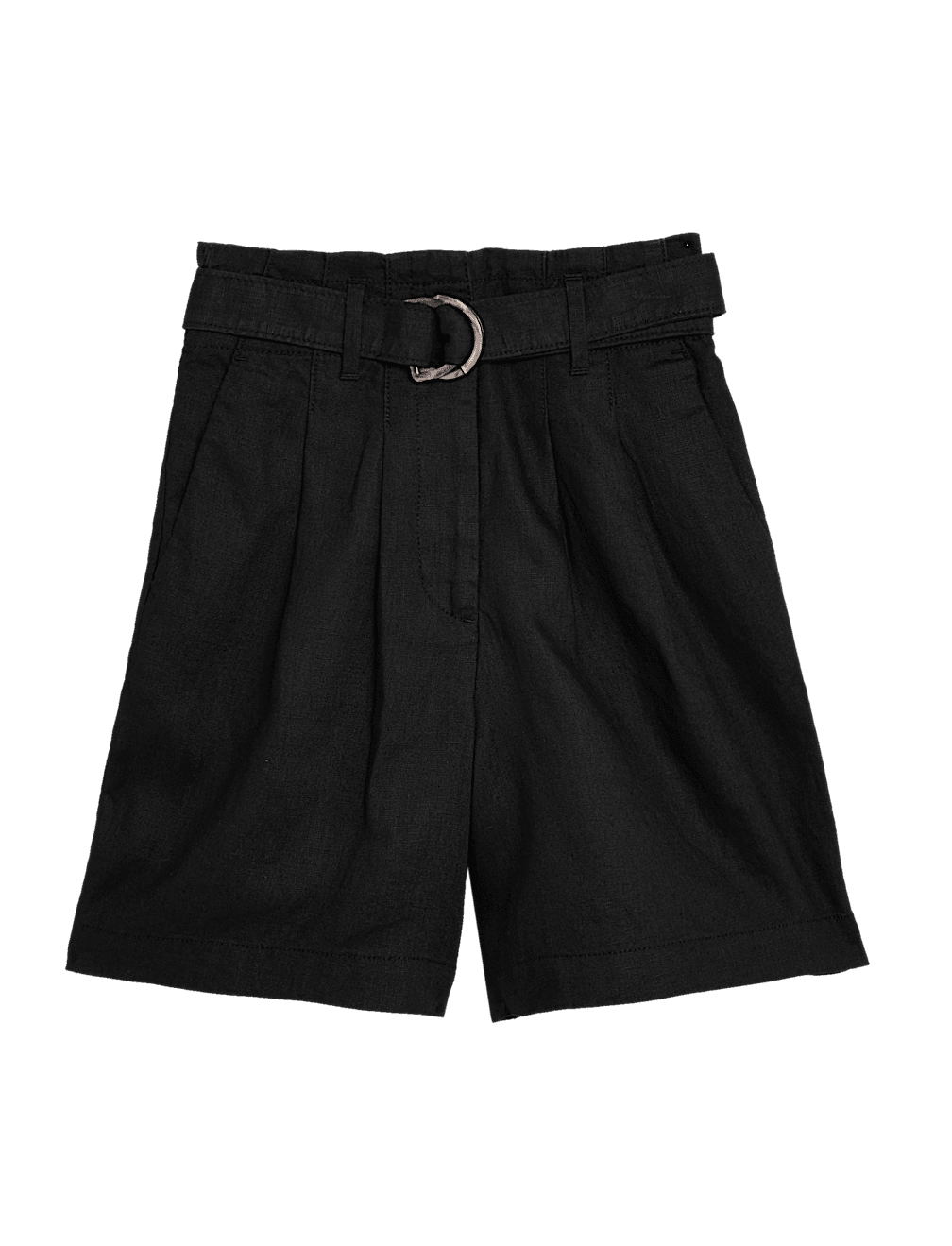 Pure Linen High Waisted Belted Shorts