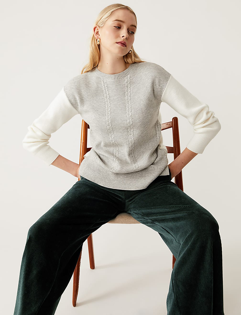 Jersey Cord Wide Leg Ankle Grazer Trousers