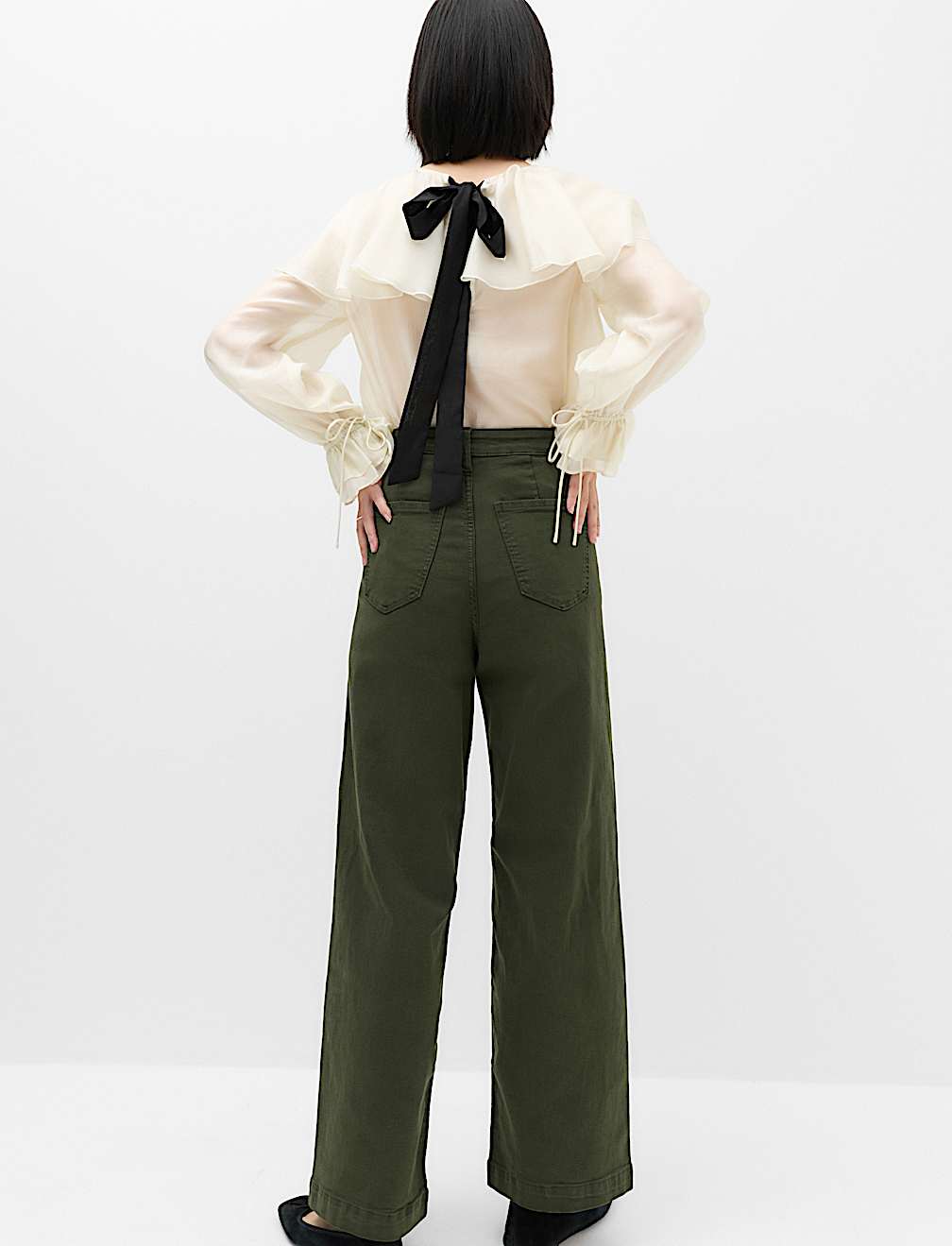 High Waisted Wide Leg Ankle Grazer Jeans
