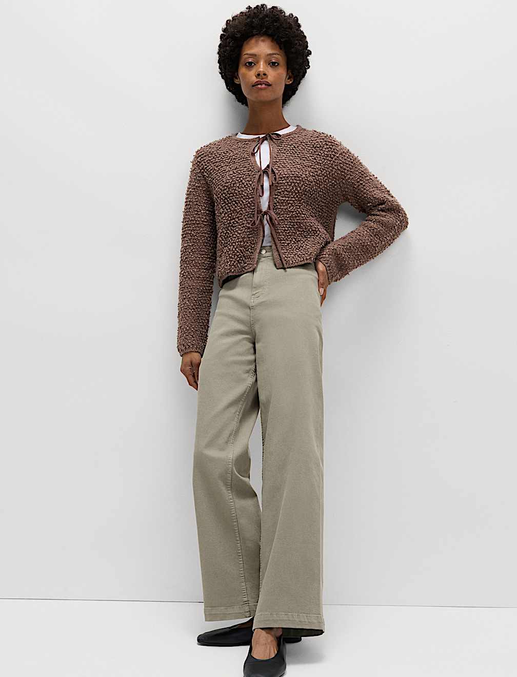 High Waisted Wide Leg Ankle Grazer Jeans