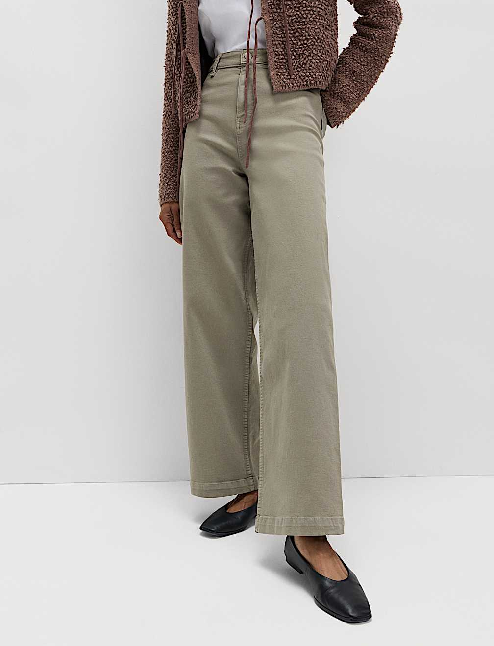 High Waisted Wide Leg Ankle Grazer Jeans