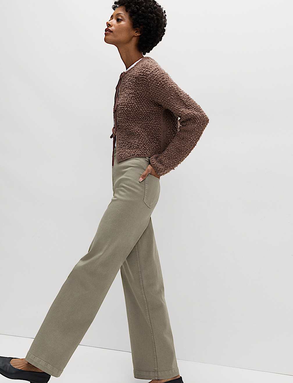 High Waisted Wide Leg Ankle Grazer Jeans