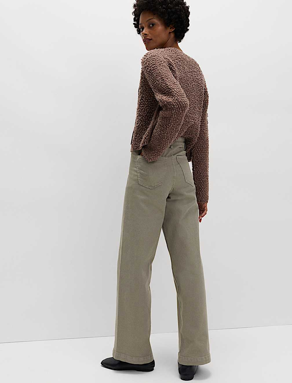 High Waisted Wide Leg Ankle Grazer Jeans