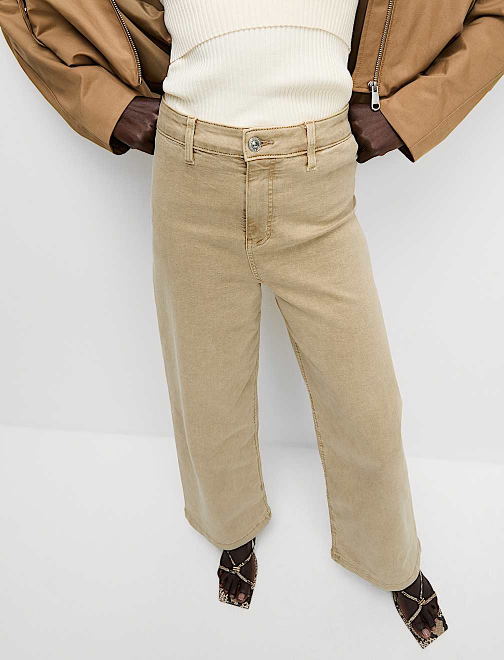 High Waisted Wide Leg Ankle Grazer Jeans