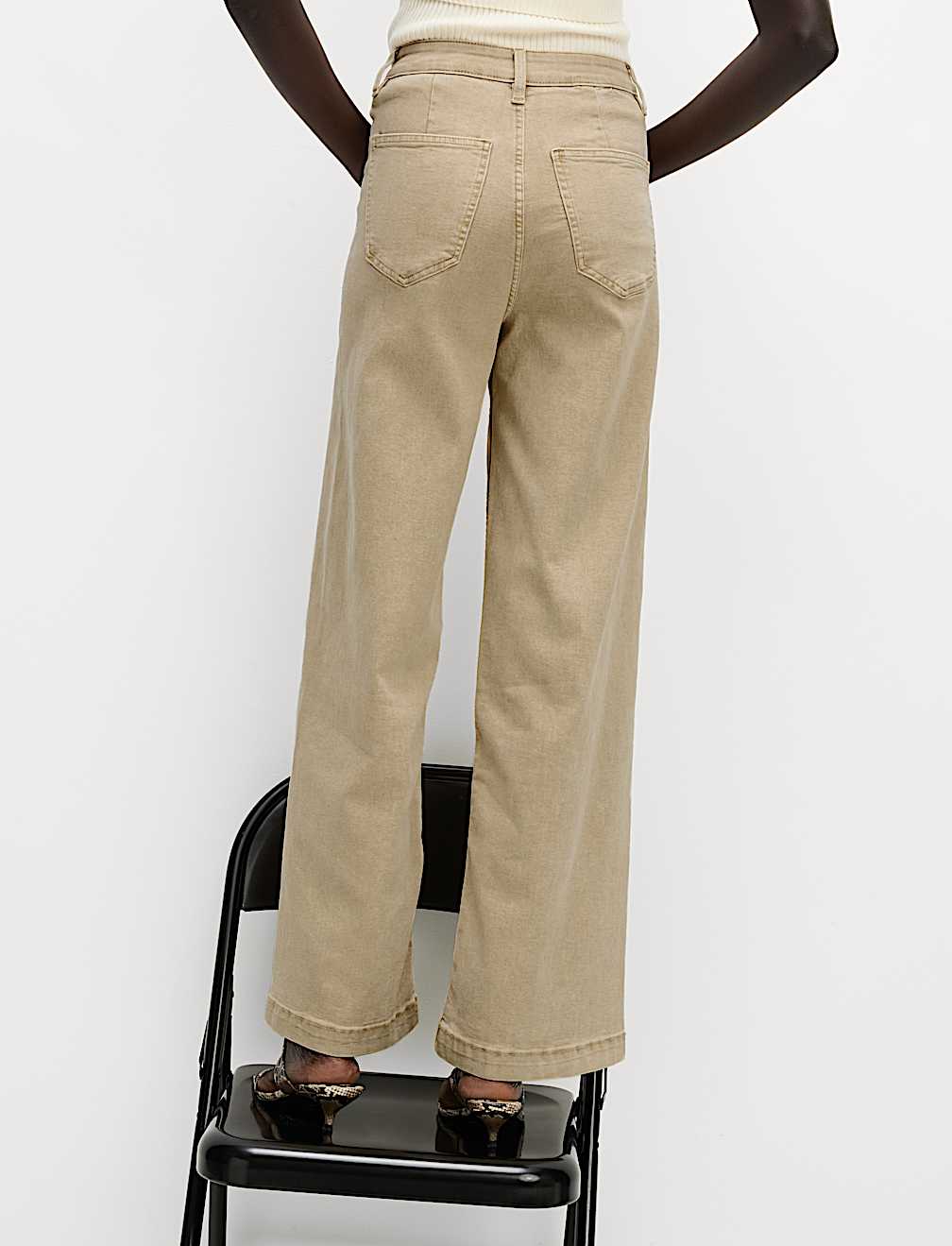 High Waisted Wide Leg Ankle Grazer Jeans
