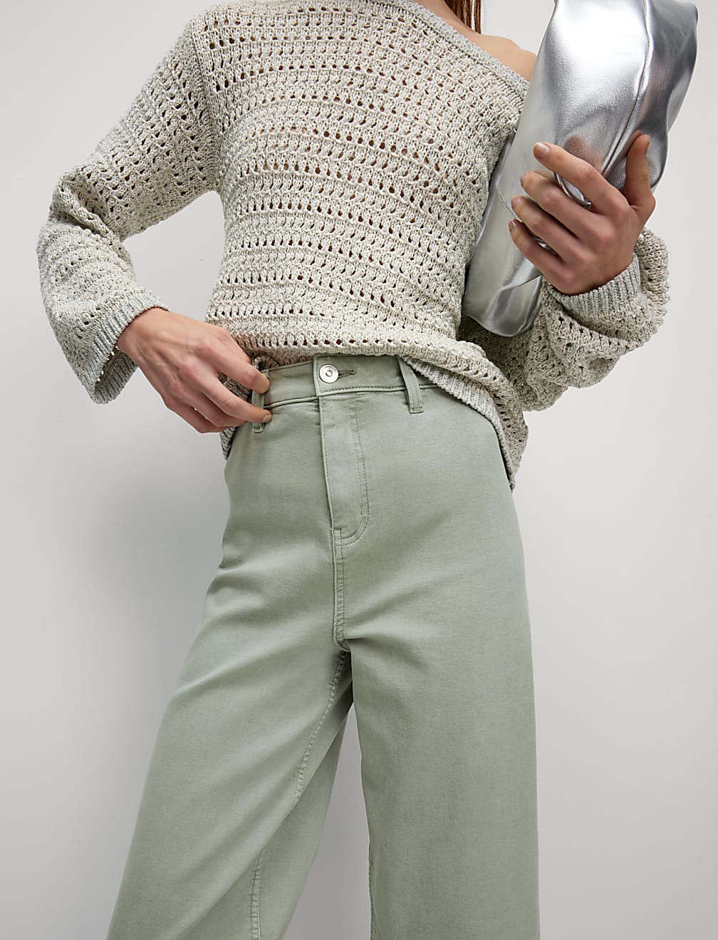 High Waisted Wide Leg Ankle Grazer Jeans