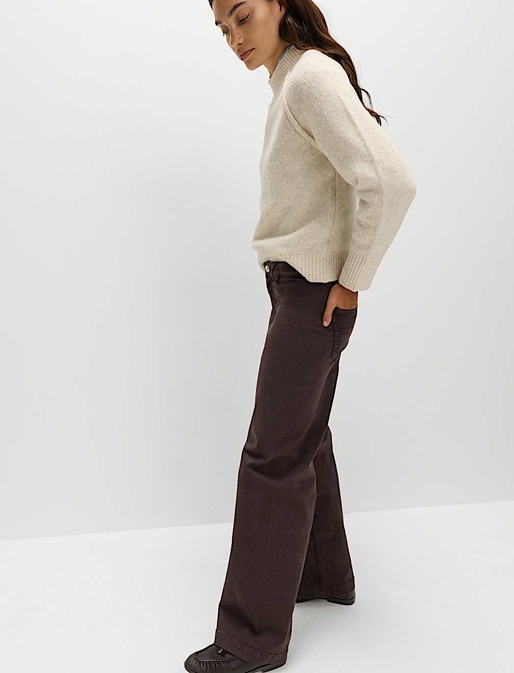 High Waisted Wide Leg Ankle Grazer Jeans