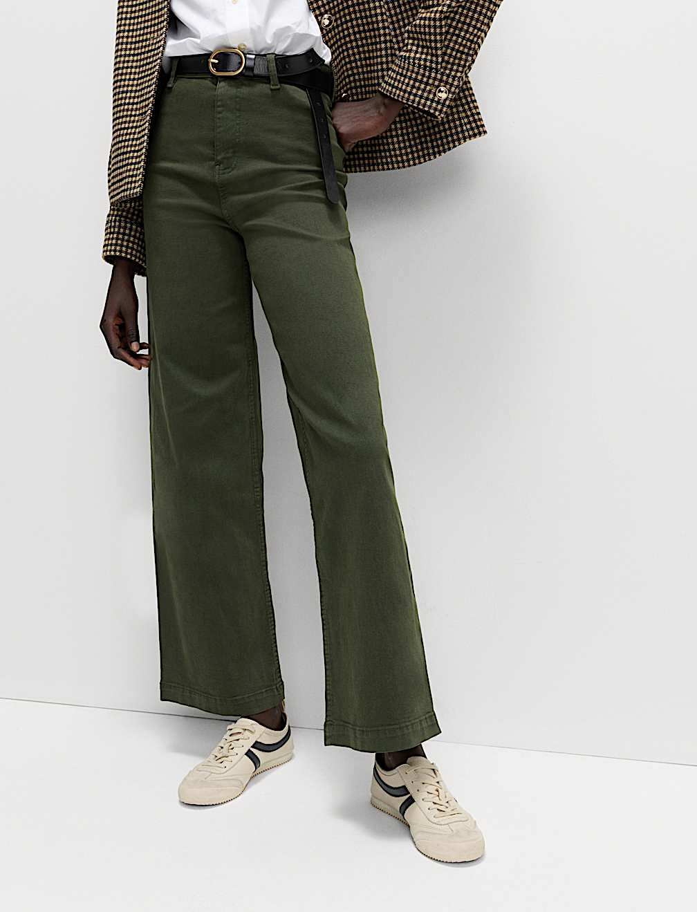 High Waisted Wide Leg Ankle Grazer Jeans
