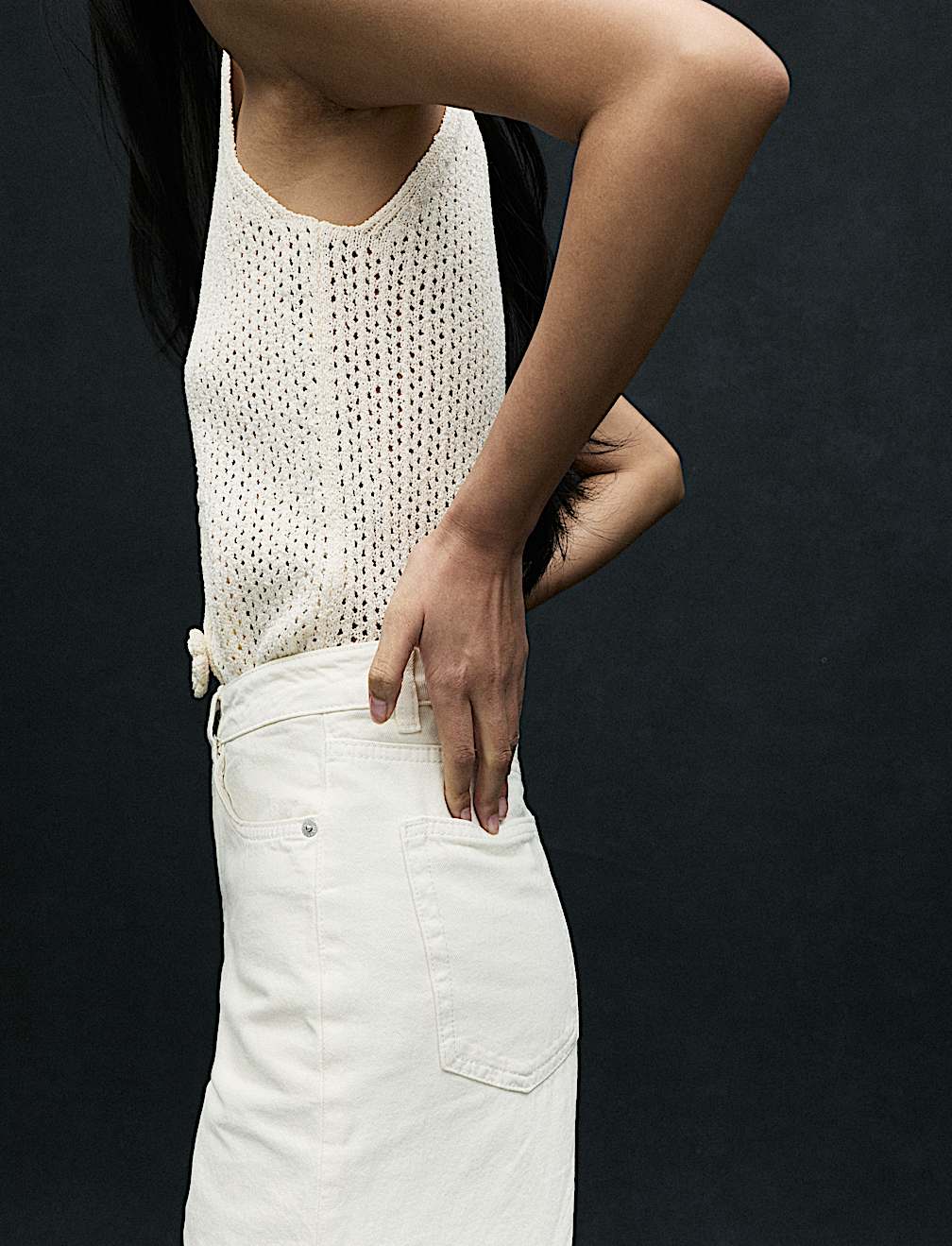 High Waisted Broderie Wide Leg Cropped Jeans