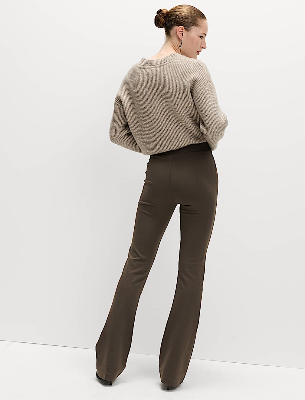 Jersey Elasticated Waist Flared Trousers