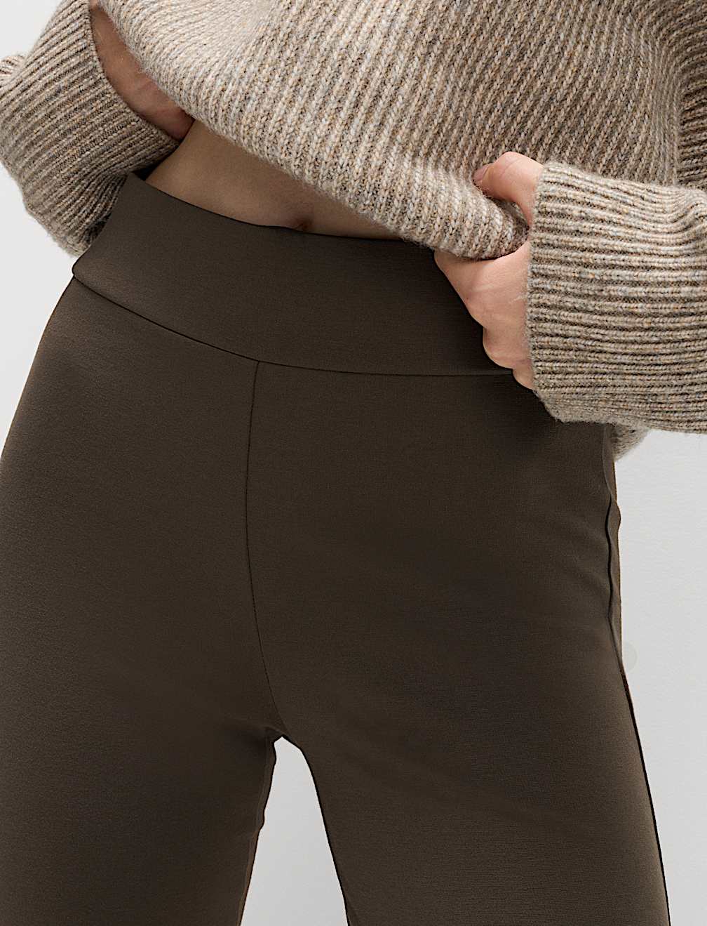 Jersey Elasticated Waist Flared Trousers