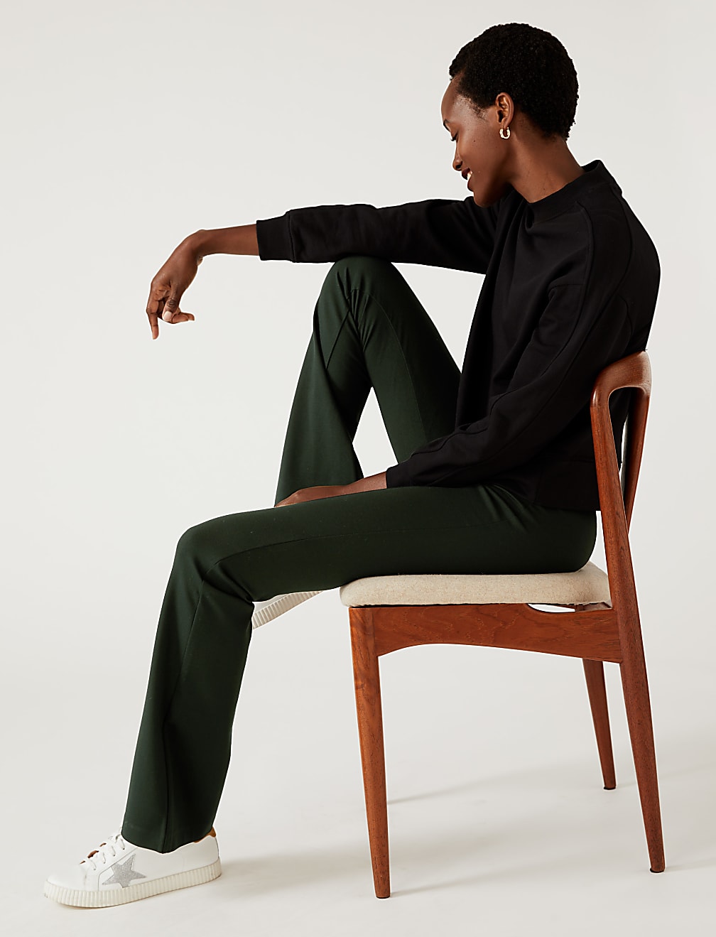 Jersey Elasticated Waist Flared Trousers