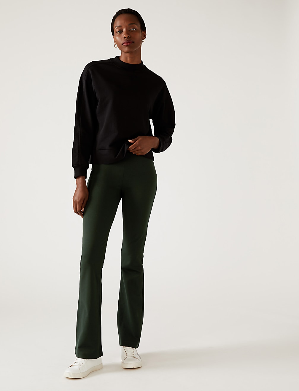 Jersey Elasticated Waist Flared Trousers