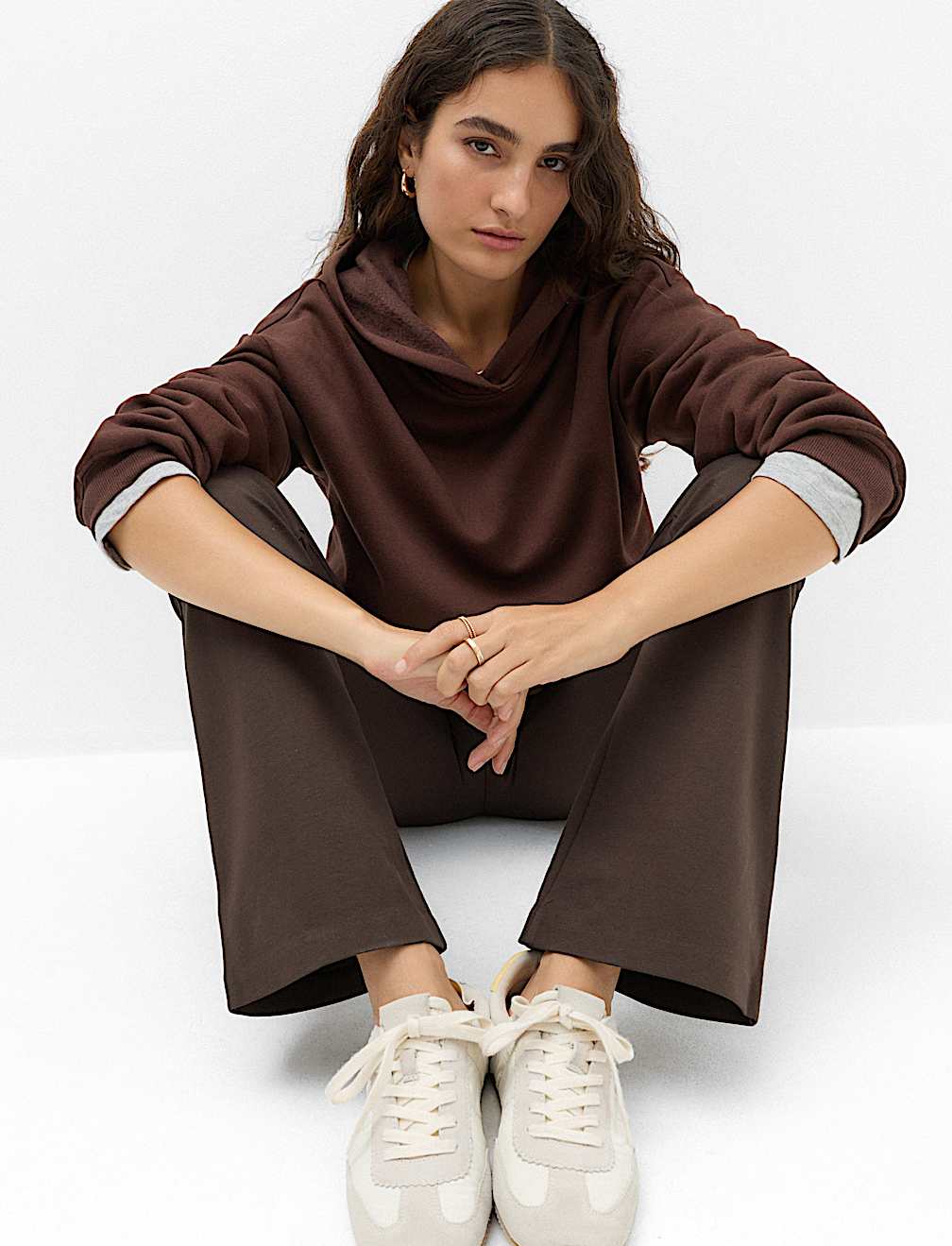 Jersey Elasticated Waist Flared Trousers