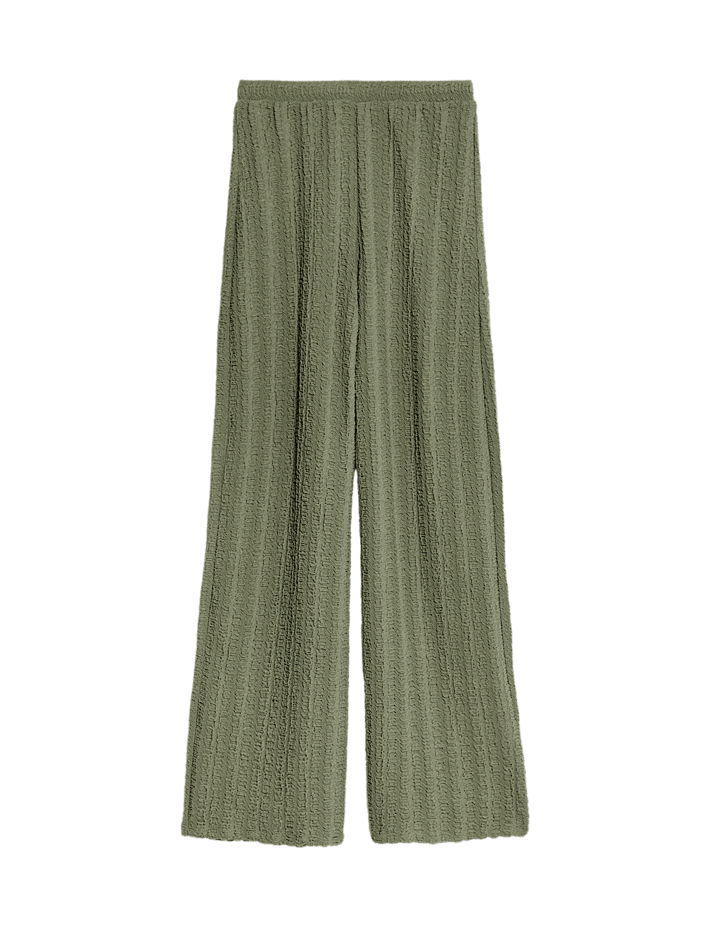 Textured Elasticated Waist Wide Leg Trousers