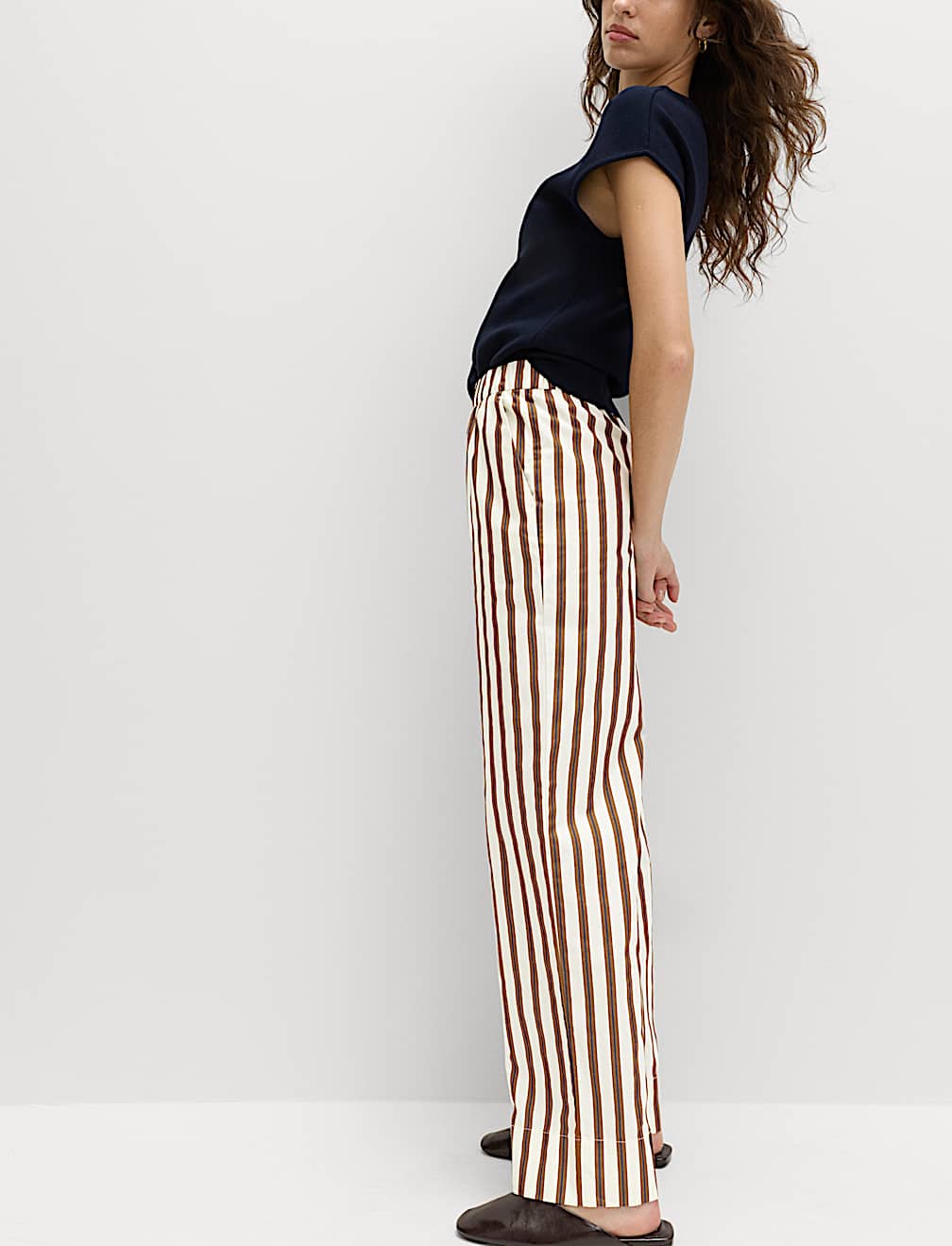 Pure Cotton Poplin Pull On Straight Leg Trousers