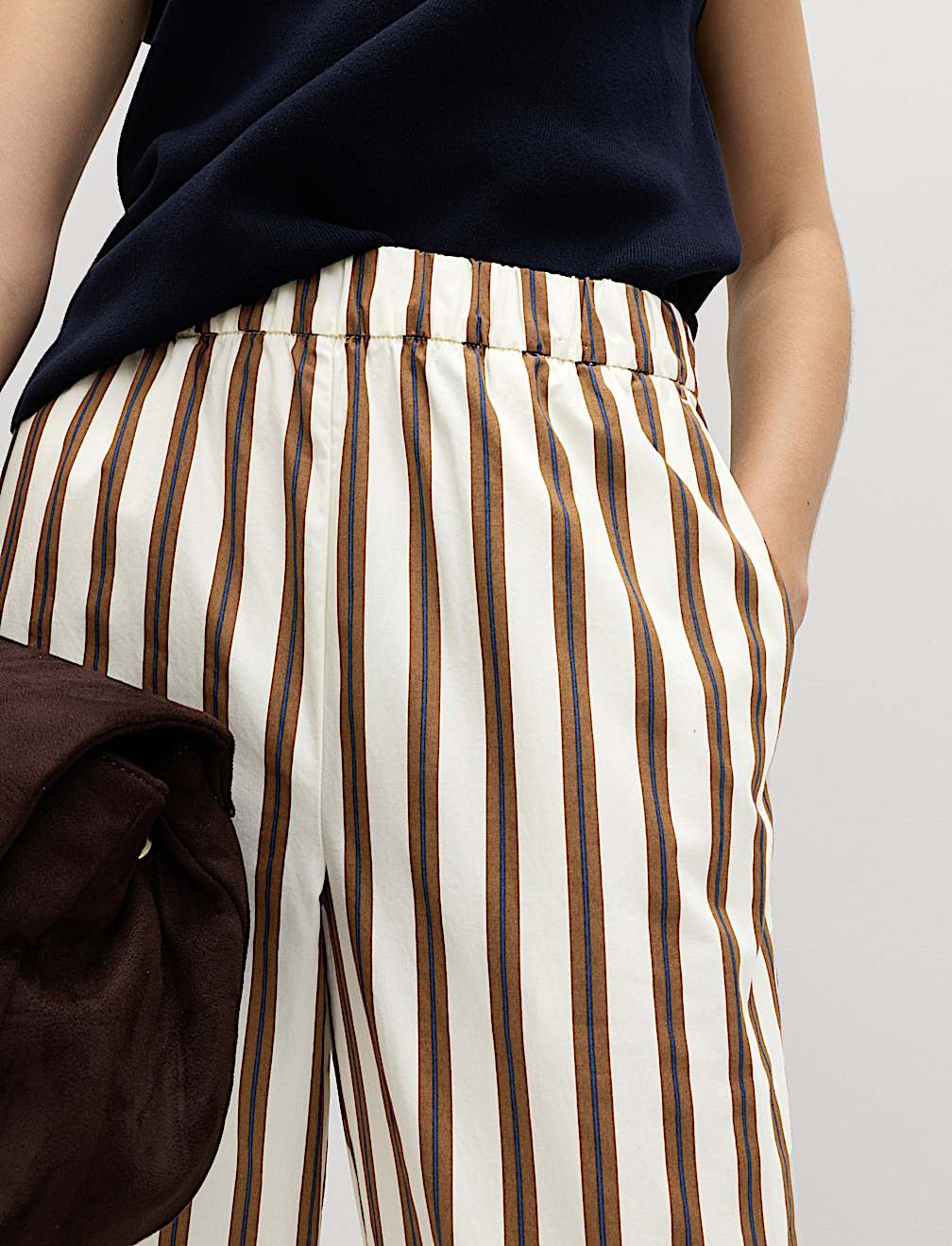 Pure Cotton Poplin Pull On Straight Leg Trousers