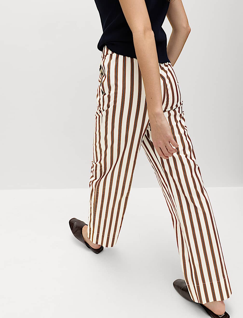 Pure Cotton Poplin Pull On Straight Leg Trousers