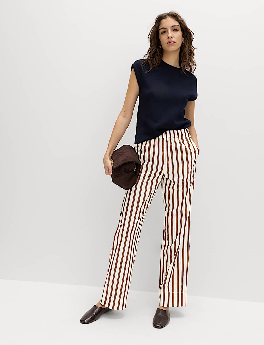 Pure Cotton Poplin Pull On Straight Leg Trousers
