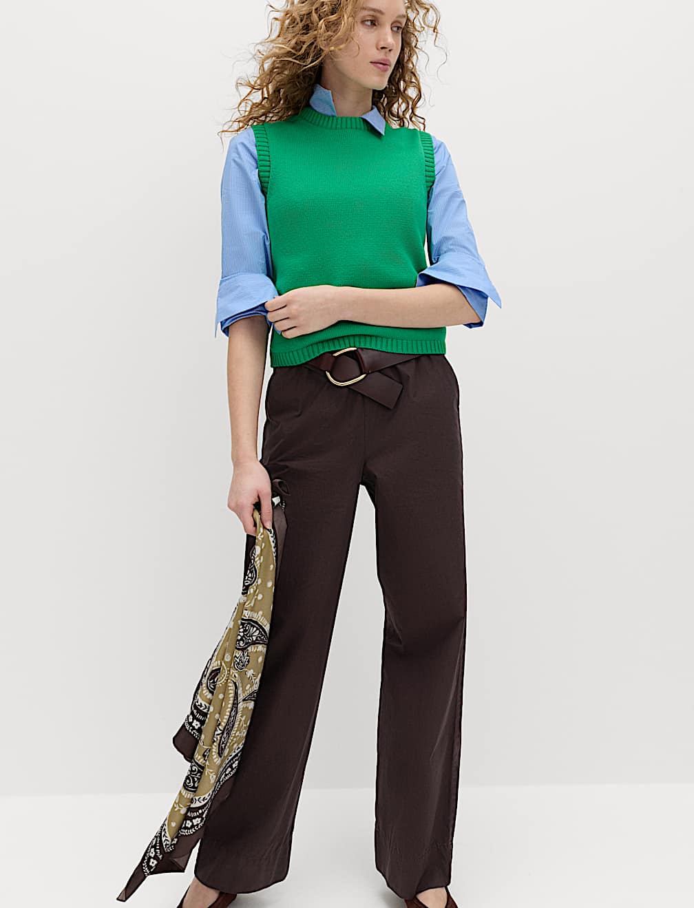 Pure Cotton Poplin Pull On Straight Leg Trousers