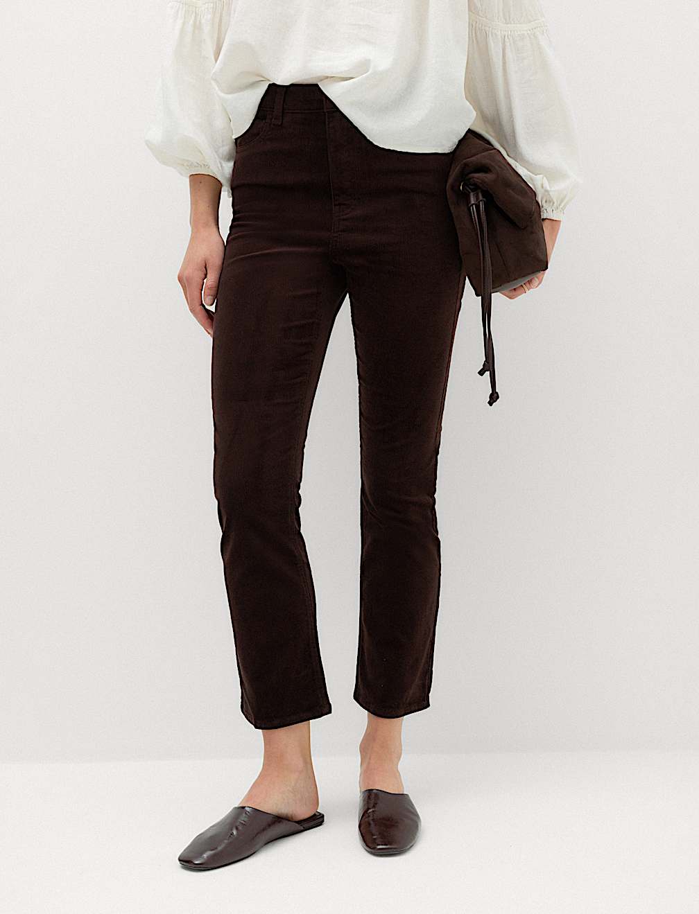 Cord Flare Cropped Trousers