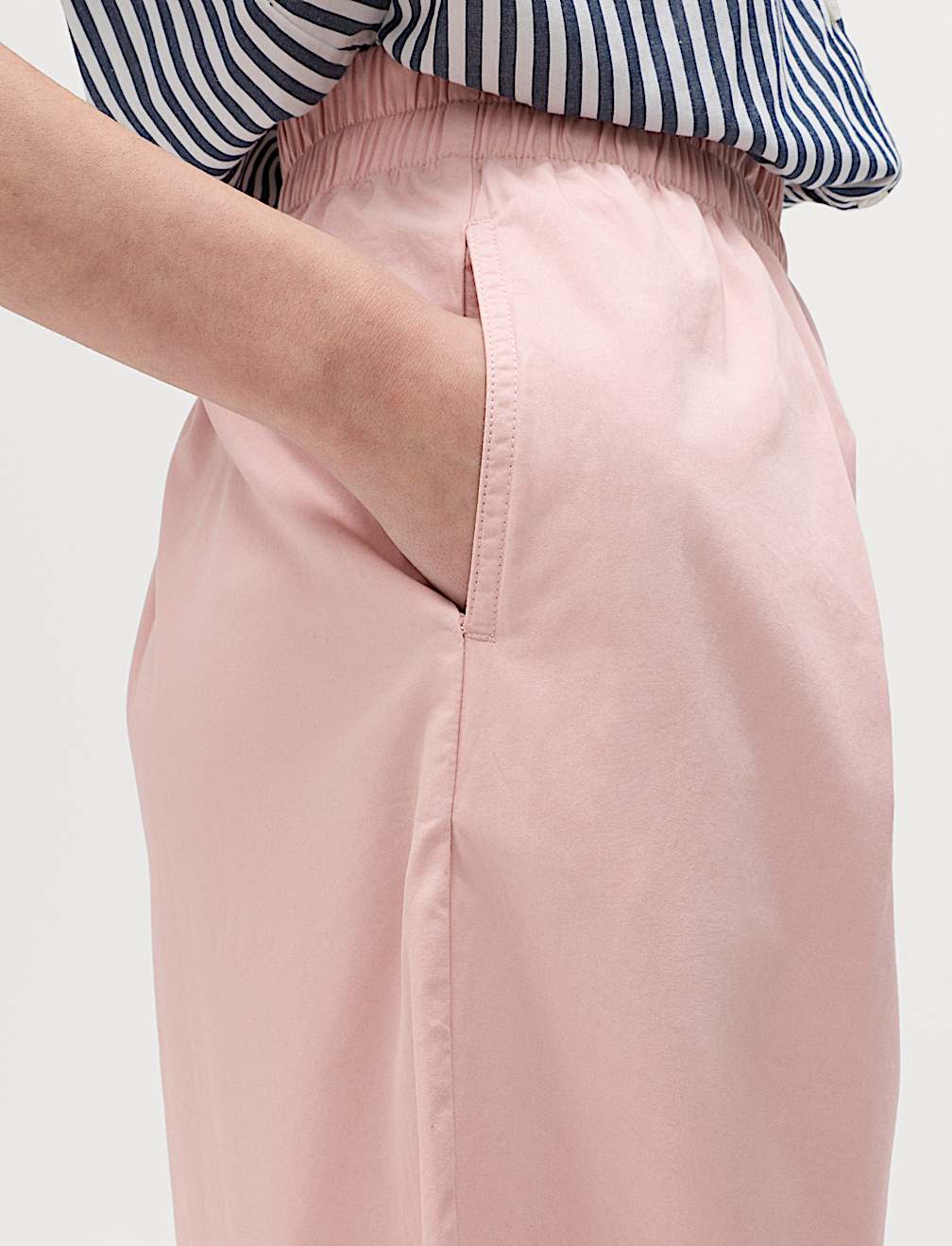 Pure Cotton Poplin Pull On Super Wide Leg Trousers