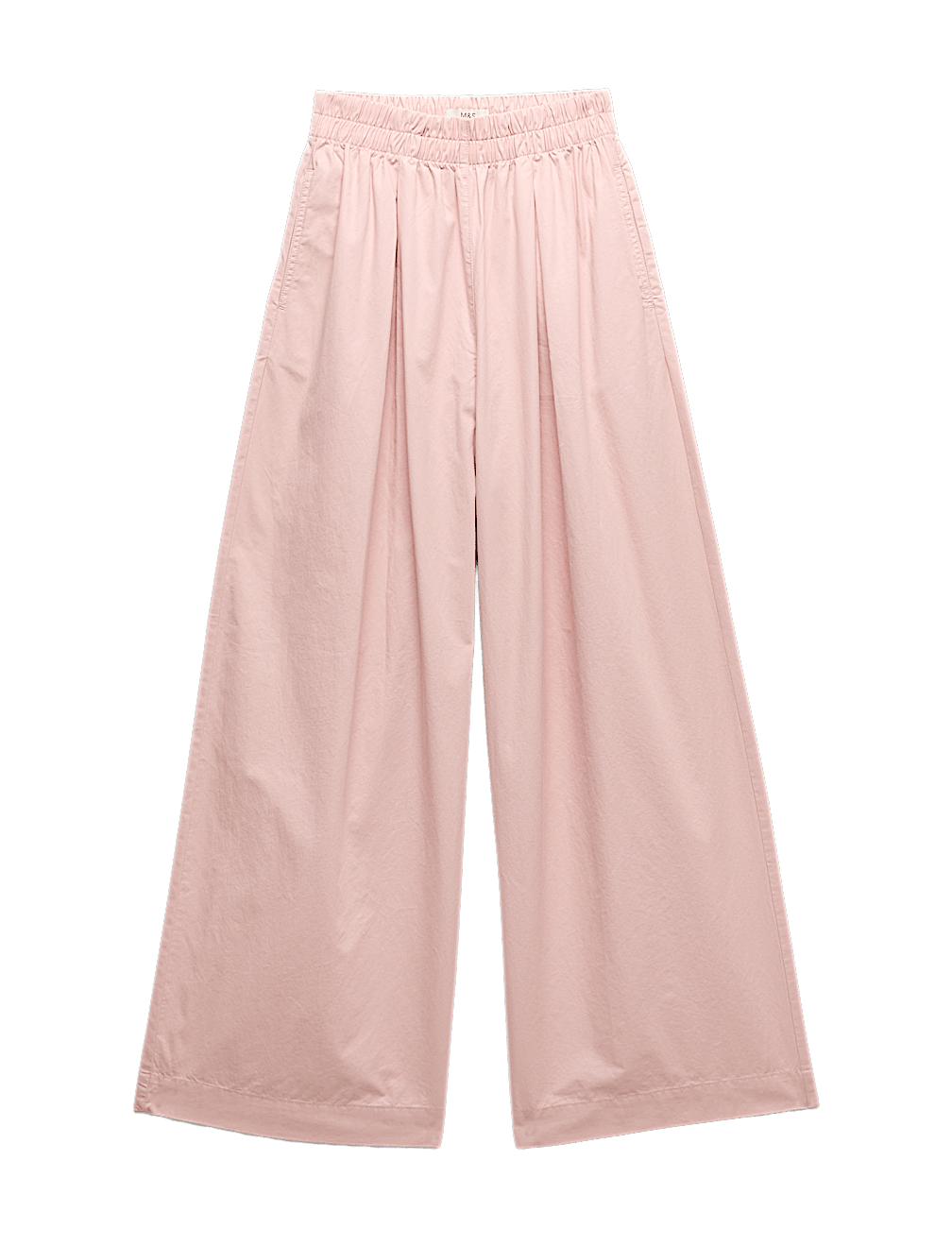 Pure Cotton Poplin Pull On Super Wide Leg Trousers
