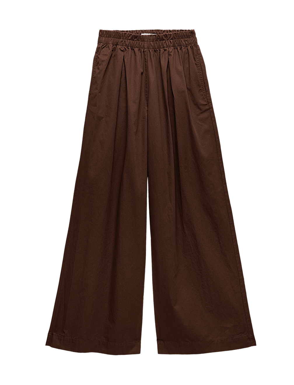 Pure Cotton Poplin Pull On Super Wide Leg Trousers