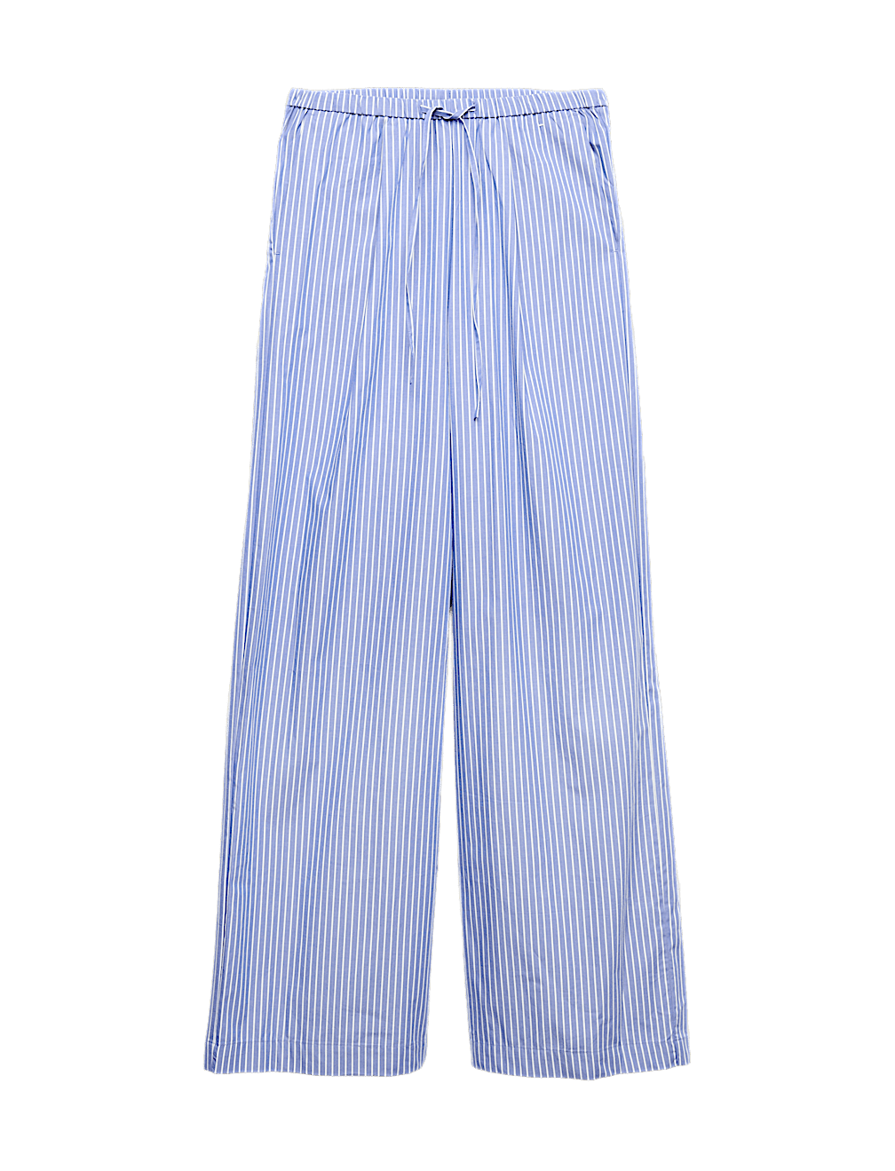 Pure Cotton Striped Drawstring Wide Leg Trousers