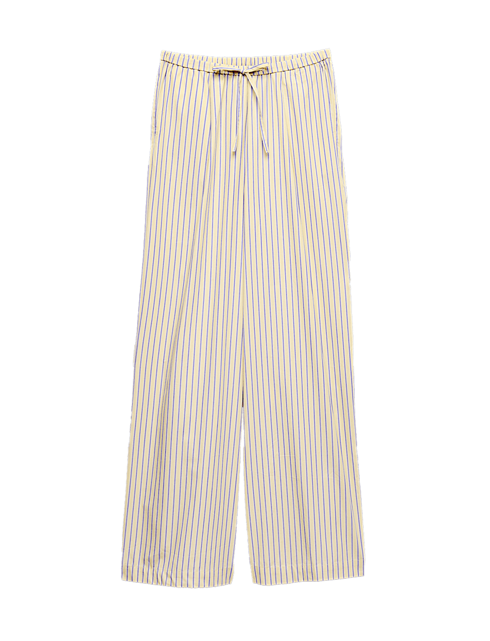 Pure Cotton Striped Drawstring Wide Leg Trousers