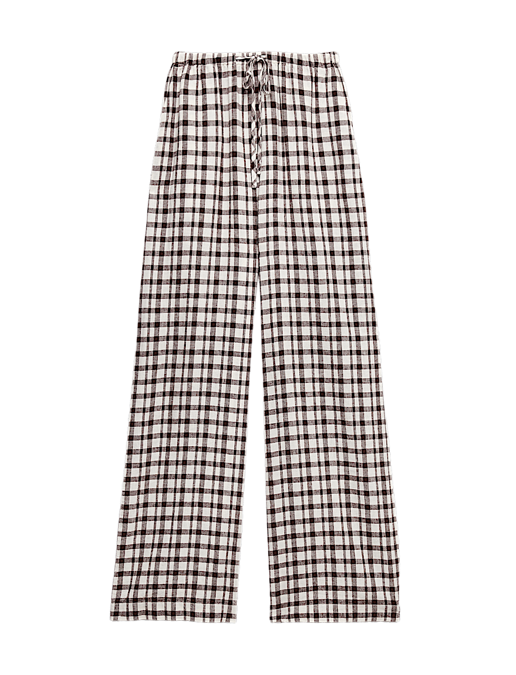 Linen Rich Gingham Wide Leg Trousers