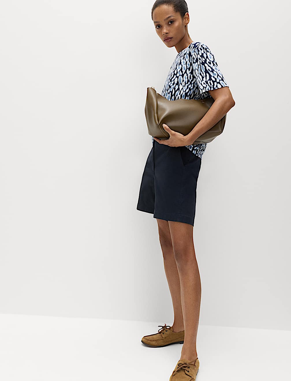 Cotton Rich High Waisted Chino Shorts