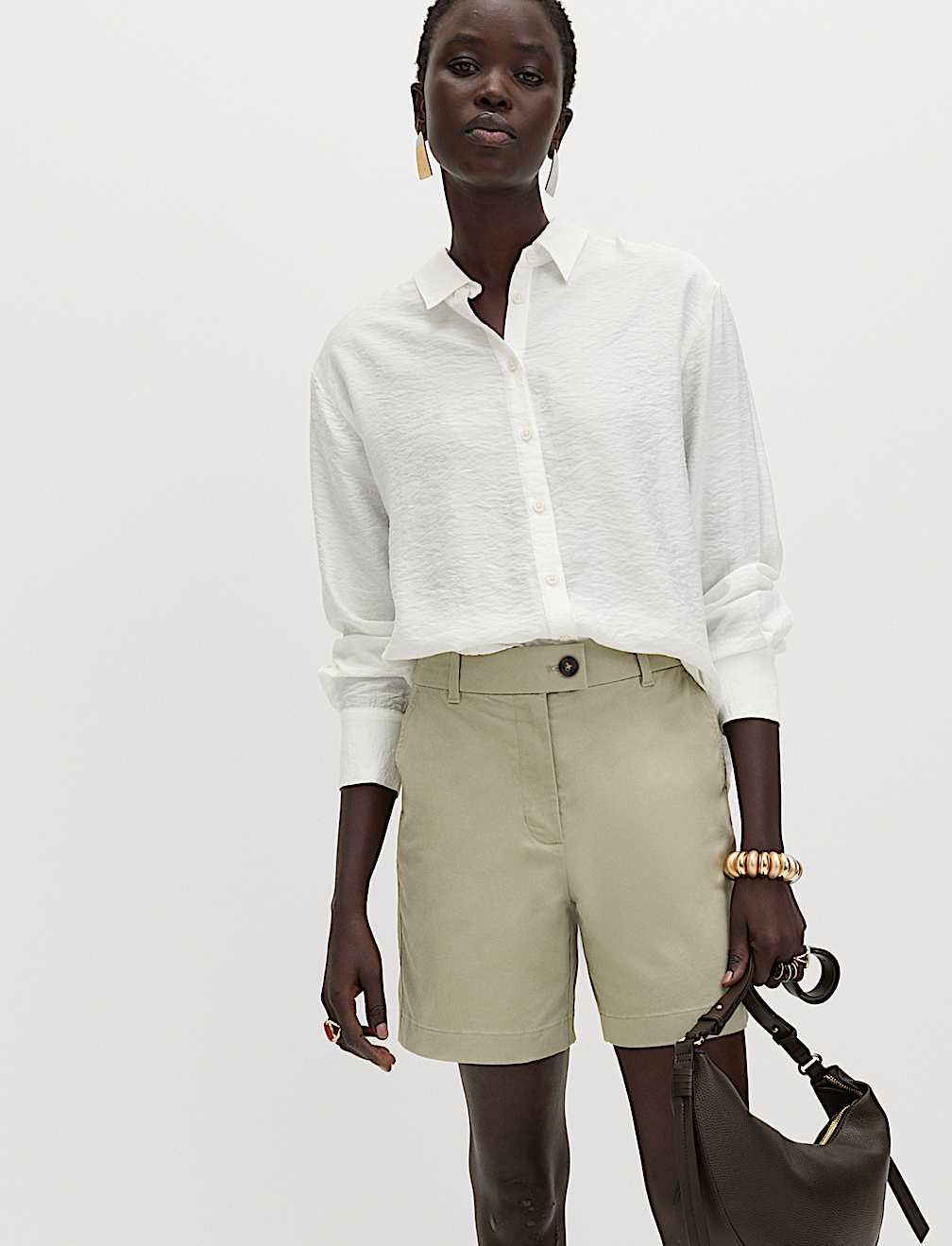 Cotton Rich High Waisted Chino Shorts