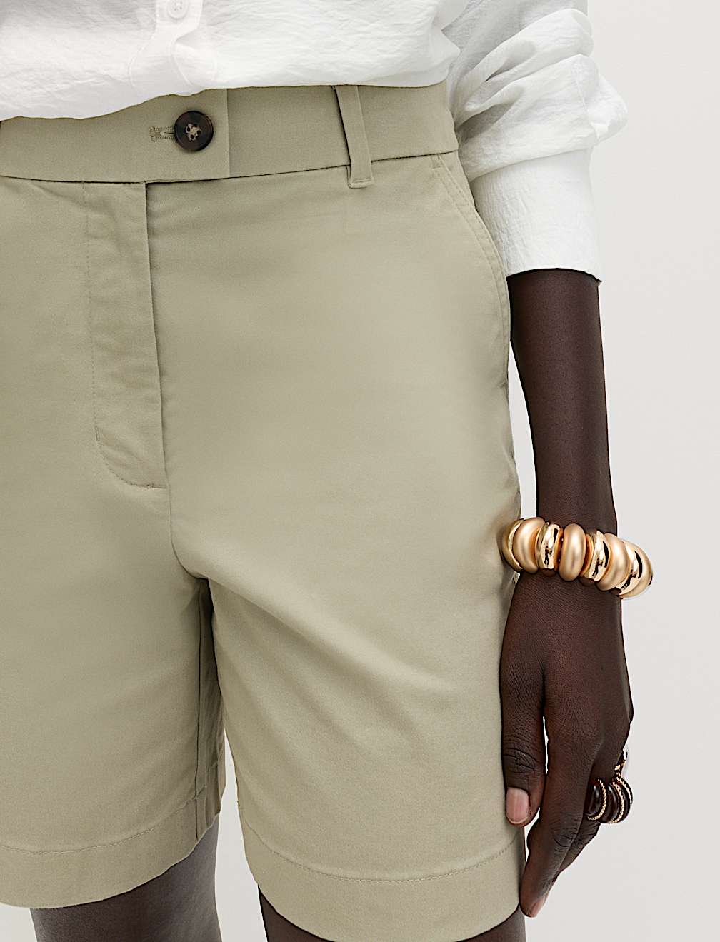 Cotton Rich High Waisted Chino Shorts