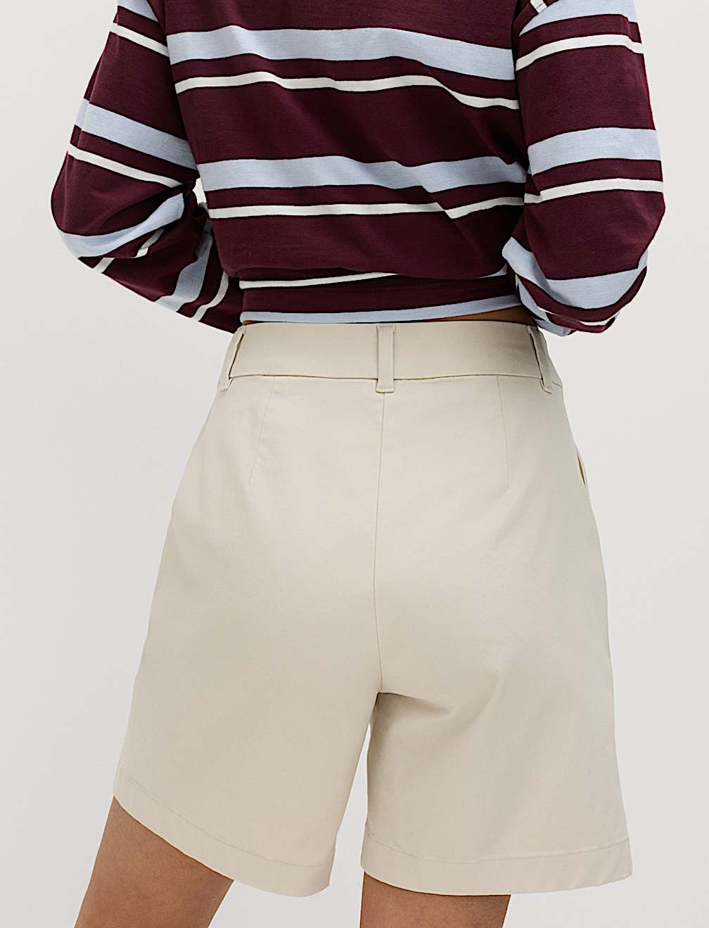Cotton Rich High Waisted Chino Shorts