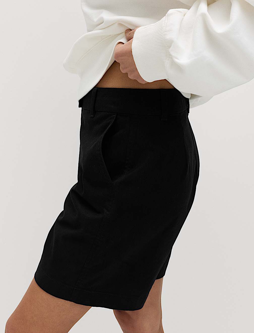 Cotton Rich High Waisted Chino Shorts